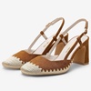 image:imageVepose Womens Slingback Pumps Closed Toe Chunky Block Heels  Soft square toe cushioned insole adjustable back strap and dressy casual styling for officetoevening outfitsBrown Suede