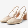 image:imageVepose Womens Slingback Pumps Closed Toe Chunky Block Heels  Soft square toe cushioned insole adjustable back strap and dressy casual styling for officetoevening outfitsNude Suede