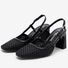 image:imageVepose Womens Slingback Pumps Closed Toe Chunky Block Heels  Soft square toe cushioned insole adjustable back strap and dressy casual styling for officetoevening outfitsBlack
