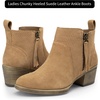 image:imageVepose Womens Suede Leather Ankle BootsCurved Brown