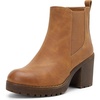 image:imageVepose Womens Platform Chelsea Ankle Boots Chunky Block Heel Booties  Side elastic Inside zipper Lug sole Round toe Steady platform feel Comfort Casual Jeans Dresses OfficeYellow Brown
