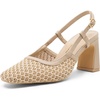 image:imageVepose Womens Slingback Pumps Closed Toe Chunky Block Heels  Soft square toe cushioned insole adjustable back strap and dressy casual styling for officetoevening outfitsNude