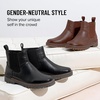 image:imageVepose Womens Chelsea Boots PullOn Lug Sole Low Heel Ankle Booties  Comfortable dressy bootiesmemory foam insole and elastic side panelspolished styling for work and weekendsBlack