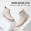 image:imageVepose Womens Chelsea Boots PullOn Lug Sole Low Heel Ankle Booties  Comfortable dressy bootiesmemory foam insole and elastic side panelspolished styling for work and weekendsBone Cloud Grey
