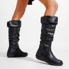 image:imageWomens Flat Knee High Boots with Slouch Shaft 942  Casual dress boot look softly slouched shaft round toe pairs with jeans leggings and skirtsSlouch Suede Boots942black Pu