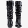 image:imageWomens Flat Knee High Boots with Slouch Shaft 942  Casual dress boot look softly slouched shaft round toe pairs with jeans leggings and skirtsSlouch Suede Boots942black Pu