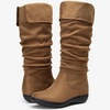 image:imageWomens Flat Knee High Boots with Slouch Shaft 942  Casual dress boot look softly slouched shaft round toe pairs with jeans leggings and skirtsSlouch Suede Boots942camel