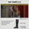 image:imageWomens Knee High Riding Boots Square Toe Buckle Harness Style  Low block chunky heel fashion boots side zipper hidden stretch panel styled for fall layers city days and goingout looksRivet Buckle Black