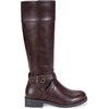 image:imageWomens Knee High Riding Boots with Buckle and Inside Zipper  Casual fashion boots smooth tall shaft round toe low block heel and cushioned insole for jeans skirts and work looksDark Brown