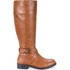 image:imageWomens Knee High Riding Boots with Buckle and Inside Zipper  Casual fashion boots smooth tall shaft round toe low block heel and cushioned insole for jeans skirts and work looksBrown