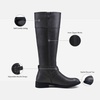 image:imageWomens Knee High Riding Boots with Buckle and Inside Zipper  Casual fashion boots smooth tall shaft round toe low block heel and cushioned insole for jeans skirts and work looksGrey