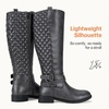 image:imageWomens Knee High Riding Boots with Buckle and Inside Zipper  Casual fashion boots smooth tall shaft round toe low block heel and cushioned insole for jeans skirts and work looksRetro Grey