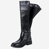 image:imageWomens Knee High Riding Boots with Buckle and Inside Zipper  Casual fashion boots smooth tall shaft round toe low block heel and cushioned insole for jeans skirts and work looksBlack