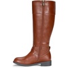 image:imageWomens Knee High Riding Boots with Buckle and Inside Zipper  Casual fashion boots smooth tall shaft round toe low block heel and cushioned insole for jeans skirts and work looksMocha Brown