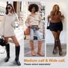 image:imageWomens Knee High Riding Boots with Buckle and Inside Zipper  Casual fashion boots smooth tall shaft round toe low block heel and cushioned insole for jeans skirts and work looksDark Brown