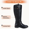image:imageWomens Knee High Riding Boots with Buckle and Inside Zipper  Casual fashion boots smooth tall shaft round toe low block heel and cushioned insole for jeans skirts and work looksRetro Black