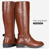 image:imageWomens Knee High Riding Boots with Buckle and Inside Zipper  Casual fashion boots smooth tall shaft round toe low block heel and cushioned insole for jeans skirts and work looksMocha Brown