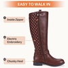 image:imageWomens Knee High Riding Boots with Buckle and Inside Zipper  Casual fashion boots smooth tall shaft round toe low block heel and cushioned insole for jeans skirts and work looksRetro Coffee