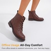 image:imageWomens Lace Up Combat Ankle Boots Cap Toe Low Block Heel  Comfortable booties with easy side zipper entry and memory foam cushioning for denim dresses city days and travelCognac