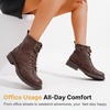 image:imageWomens Lace Up Combat Ankle Boots Cap Toe Low Block Heel  Comfortable booties with easy side zipper entry and memory foam cushioning for denim dresses city days and travelCoffee
