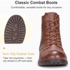 image:imageWomens Lace Up Combat Ankle Boots Cap Toe Low Block Heel  Comfortable booties with easy side zipper entry and memory foam cushioning for denim dresses city days and travelMocha Brown