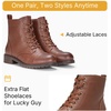 image:imageWomens Lace Up Combat Ankle Boots Cap Toe Low Block Heel  Comfortable booties with easy side zipper entry and memory foam cushioning for denim dresses city days and travelMocha Brown