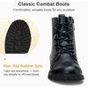 image:imageWomens Lace Up Combat Ankle Boots Cap Toe Low Block Heel  Comfortable booties with easy side zipper entry and memory foam cushioning for denim dresses city days and travelBlack