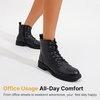 image:imageWomens Lace Up Combat Ankle Boots Cap Toe Low Block Heel  Comfortable booties with easy side zipper entry and memory foam cushioning for denim dresses city days and travelBlack