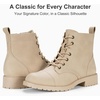 image:imageWomens Lace Up Combat Ankle Boots Cap Toe Low Block Heel  Comfortable booties with easy side zipper entry and memory foam cushioning for denim dresses city days and travelSand