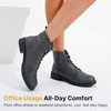 image:imageWomens Lace Up Combat Ankle Boots Cap Toe Low Block Heel  Comfortable booties with easy side zipper entry and memory foam cushioning for denim dresses city days and travelGrey