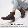 image:imageWomens Lace Up Combat Ankle Boots Cap Toe Low Block Heel  Comfortable booties with easy side zipper entry and memory foam cushioning for denim dresses city days and travelDark Brown