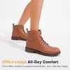 image:imageWomens Lace Up Combat Ankle Boots Cap Toe Low Block Heel  Comfortable booties with easy side zipper entry and memory foam cushioning for denim dresses city days and travelBrown