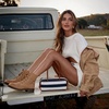 image:imageWomens Lace Up Combat Ankle Boots Cap Toe Low Block Heel  Comfortable booties with easy side zipper entry and memory foam cushioning for denim dresses city days and travelTan