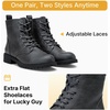 image:imageWomens Lace Up Combat Ankle Boots Cap Toe Low Block Heel  Comfortable booties with easy side zipper entry and memory foam cushioning for denim dresses city days and travelGrey