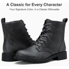 image:imageWomens Lace Up Combat Ankle Boots Cap Toe Low Block Heel  Comfortable booties with easy side zipper entry and memory foam cushioning for denim dresses city days and travelGrey
