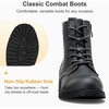 image:imageWomens Lace Up Combat Ankle Boots Cap Toe Low Block Heel  Comfortable booties with easy side zipper entry and memory foam cushioning for denim dresses city days and travelGrey