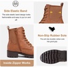 image:imageWomens Lace Up Combat Ankle Boots with Zipper and Lug Sole  Comfortable chunky low heel short booties memory foam cushioning round toe for casual workdays city walks fall outfitsBrown