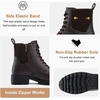 image:imageWomens Lace Up Combat Ankle Boots with Zipper and Lug Sole  Comfortable chunky low heel short booties memory foam cushioning round toe for casual workdays city walks fall outfitsDark Tan