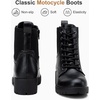 image:imageWomens Lace Up Combat Ankle Boots with Zipper and Lug Sole  Comfortable chunky low heel short booties memory foam cushioning round toe for casual workdays city walks fall outfitsBlack