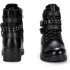 image:imageWomens Lace Up Combat Ankle Boots with Zipper and Lug Sole  Comfortable chunky low heel short booties memory foam cushioning round toe for casual workdays city walks fall outfitsLeather Moto Black