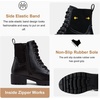 image:imageWomens Lace Up Combat Ankle Boots with Zipper and Lug Sole  Comfortable chunky low heel short booties memory foam cushioning round toe for casual workdays city walks fall outfitsBlack
