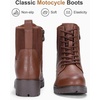 image:imageWomens Lace Up Combat Ankle Boots with Zipper and Lug Sole  Comfortable chunky low heel short booties memory foam cushioning round toe for casual workdays city walks fall outfitsMocha Brown