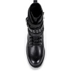 image:imageWomens Lace Up Combat Ankle Boots with Zipper and Lug Sole  Comfortable chunky low heel short booties memory foam cushioning round toe for casual workdays city walks fall outfitsLeather Moto Black