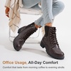 image:imageWomens Lace Up Combat Ankle Boots with Zipper and Lug Sole  Comfortable chunky low heel short booties memory foam cushioning round toe for casual workdays city walks fall outfitsDark Tan
