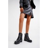 image:imageWomens Lace Up Combat Ankle Boots with Zipper and Lug Sole  Comfortable chunky low heel short booties memory foam cushioning round toe for casual workdays city walks fall outfitsLeather Moto Black