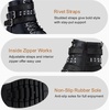 image:imageWomens Lace Up Combat Ankle Boots with Zipper and Lug Sole  Comfortable chunky low heel short booties memory foam cushioning round toe for casual workdays city walks fall outfitsMoto Black