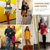 image:imageWomens Suede Thigh High Over the Knee Boots with Block Heel  Above knee heeled silhouette Tall shaft Long boot shape Inside zipper 35 in heel Skirt and jeans styling ConcertsCamel