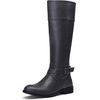 image:imageWomens Knee High Riding Boots with Buckle and Inside Zipper  Casual fashion boots smooth tall shaft round toe low block heel and cushioned insole for jeans skirts and work looksGrey