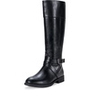 image:imageWomens Knee High Riding Boots with Buckle and Inside Zipper  Casual fashion boots smooth tall shaft round toe low block heel and cushioned insole for jeans skirts and work looksBlack