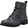 image:imageWomens Lace Up Combat Ankle Boots Cap Toe Low Block Heel  Comfortable booties with easy side zipper entry and memory foam cushioning for denim dresses city days and travelGrey